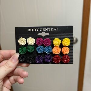 Body Central Multicolor Rose Earring Set